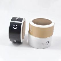 120Pcs/roll Smiling Face Black and White Thank You Rectangular Seal Sticker Gift Sticker for Homemade Packaging Decoration Label