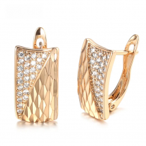 Kinel Hot Smooth Square Pattered Earrings For Women 585 Rose Gold Natural Zircon Stud Earrings Ethnic Bride Wedding Jewelry