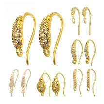 Juya DIY Simple Ear Hole Clasp Supplies Gold/Silver Color Dangle Earring Hooks Accessories For Pearls Crystals Earwire Making