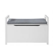SoBuy FSR76-W Banco Baúl con Asiento con Asiento con Asientos de Almacenamiento con Aleta Plays