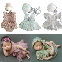2-3Pcs Baby Hat+Romper Jumpsuit Newborn Photography Props Infants Photo Shooting Costume Outfits