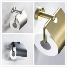 Toilet Paper Holder Black/Brushed Gold Stainless Steel Wall Mount Bathroom Paper Hook Rack Paper Towel Holder Cover Accessories