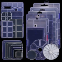 Rectangle Round Square Transparent Plastic Carrying Case For Bead Compartment Adjustable Container Jewelry Storage Box Wholesale