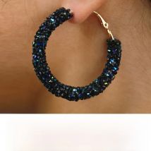 2025 New Austrian Crystal Hoop Earrings Shiny Rhinestone Geometric Round Big Earrings For Women Jewelry Gifts
