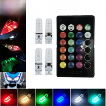 T10 W5W Silicone RGB 5050 6SMD LED Side Wedge Light Dome Reading Bulb Flash Decoration Lights Remote Control for Car Motorcycle