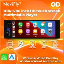 NaviFly 6,86 "1 Din odtwarzacz MP5 radio samochodowe bezprzewodowe Carplay Android Auto odtwarzacz multimedialny BT odbiornik FM jednostka główna