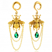 Casvort 2PCS Vintag Golden Bee Ear Weight Hangers Earrings Hook Dangle Stretcher Women Piercing Body Jewelry Expander