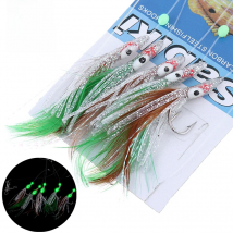 Combination sabiki Fishhook Fishing Lure Set Artificial Silicone soft squid Bait False skin Luminous Bead Flies Rattlin Sabiki