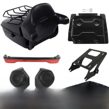 King Trunk w/ 6.5" Speaker Luggage Rack For Harley Touring Street Electra Glide Road King 2014-2023 2019 Motorcycle