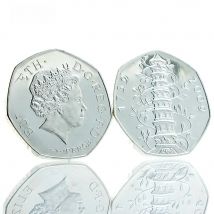 Kew Garden 50P Fifty Pence Elizabeth II EIIR II 2009 British Silver Gold Plated Copy Coin