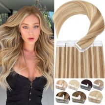 Tape In Hair Extensions Straight P8/613 Color Highlight Blonde Human Hair Invisible Remy Hair Extensions Tape Ins 20Pcs 50G