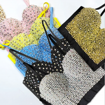 High-Quality Hand-Made Pearls Jewel Diamond Bralet Women's Bustier Bra Cropped Top Vest fashion w1165