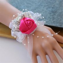 Lovegrace Girl Bracelet Bride Wrist Corsage Wedding Flower Bridesmaid Rose Bracelet Handmade Silk Flower Party Wedding Corsage