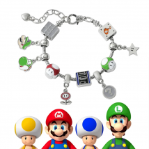 Game Super Mario Bros Beads Bracelet Mario Yoshi Charms Gold Silver Color Bangle for Women DIY