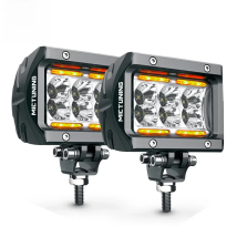 MICTUNING Car Led Work Light Bar Unlimited-GO K1 4" 18W LED Flood Work Lamp With Amber Ambient Light for Jeep ATV SUV Truck Boat