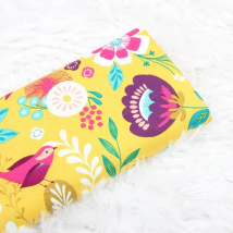 Half Meter 100% Cotton Plain Fabric Yellow Bottom With Flower Little Bird Print Handmade DIY Garment Dress Tissue CR-1017