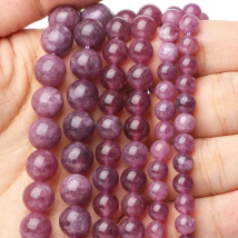 6/8/10mm AA Kunzite Natural Stone Bead Smooth Round Spodumene Loose Spacer Beads for Jewelry Making Supplier DIY Bracelets 15''