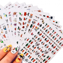 6PCS Mexico Flags MX Style Butterfly 12 Constellation Zodiac Adhesive Nail Art Stickers Decorations Manicure DIY Set