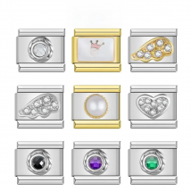 Hapiship New Original Daisy Princess Wing Round CZ Charm Italian Links Fit 9mm Bracelet Stainless Steel Jewelry Making DJ199