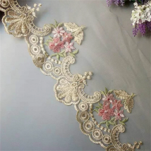2 yards Ivory 20 cm Mesh Embroidered Flower Lace Trims for Sofa Chair Cushion Ribbon Sewing Home Textiles Trimmings Accessories