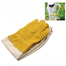 1 pair Beekeeping gloves Protective Sleeves breathable yellow mesh white sheepskin and cloth for Apiculture beekeeping gloves