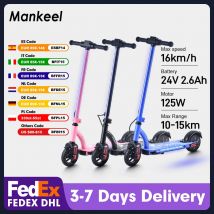 Mankeel Scooter eléctrico para niños de 6 a 12 años, 16 km/h, velocidad máxima, alcance de 10-15 km, scooter electrónico plegable de 125 W para niños