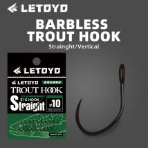 LETOYO Barbless Trout Hook 10pcs/bag 10# Teflon Vertical/Straight Eye Hook Forged Anti-Rustcoating Trout Fishing Hook
