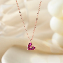 100% 925 Sterling Silver Sparkling Topaz Pink High Carbon Diamond Heart Pendant Necklace For Women Fine Jewelry Wholesale