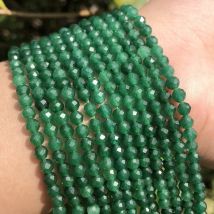 Natural Dark Green Jades Faceted Small Stone Beads Spacer Loose Beads Bracelet for Jewelry Making DIY Necklace Charms 2/3/4mm