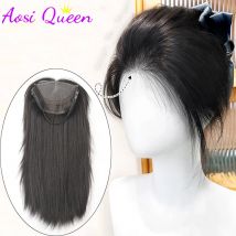 AOSI 9*13 natürliche schwarze synthetische Lace-Front-Perücken, braun, lange, gerade Lace-Front-Perücke für Frauen, vorgezupfter natürlicher Haaransatz