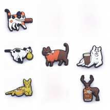 1PCS Cute Cat Dog Elk PVC Shoe Charms Animal Shoes Buckle Decorations Fits Clogs Wristband Bracelet Accesories Kid Gifts