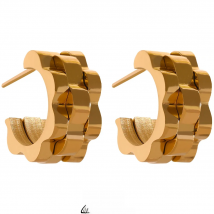 Yhpup Statement Metal Texture Geometric Stainless Steel 18K Gold Plated Earrings Minimalist Charm Trendy Fashion Classic Jewelry