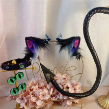 New Devil Cat Fox Ears Hairhoop Wings Eyes Tail Earrings Necklace Animal Cosplay Headwear Simulation Costume Accessories