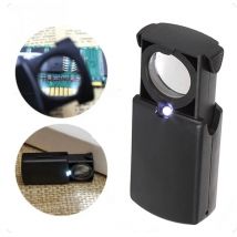 30X Pull-type Jewelry Magnifier Mini Pocket Hand Magnifying Glass,Portable Microscope Loupe Optical Lens Tool with LED Light
