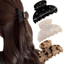 New 2025 Shinning Crystal Stars Acetate Hair Claw Clips for Women Girls Luxury Medium Size Catch Grip Styling Hair Accessories