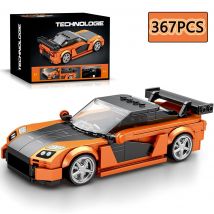 367PCS Orange Sports Car Building Block Creative City Vehicle Classic Car Model Bricks Desktop Display Toys For Kids Holiday Gif