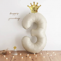 40inch Cream Number Balloons with Crown Foil Balloon 1 2 3 4 5 6 Birthday Wedding Party Decoration Baby Shower Air Helium Globos