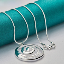 925 Sterling Silver 16-30 Inch Chain AAA Zircon Round Spiral Pendant Necklace For Women Engagement Wedding Fashion Charm Jewelry