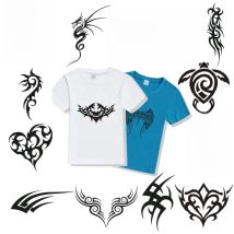 Interesting Abstract Tribal Totem Heat Transfer Stickers Iron On Clothes  For Men Black Style Applique T-shirt Custom Patches