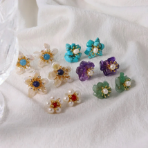 GLSEEVO Natural Pearl 925 Silver Sterling Flower Earrings 2022korean Fashion Women Luxe Stud Earrings Natural Stone Fine Jewelry