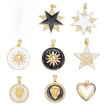 Juya DIY Handicraft Accessories Supplies Handmade Luxury Enamel Star Lion Heart Charms For Fashion Pendant Jewelry Making