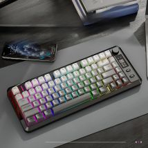 FREEWOLF M75 Wireless Keyboard, Bluetooth Dual-mode, PBT Gradient Ball Cap, With Display Screen, Gaming Keyboard