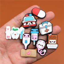 Single Sale 1pcs Medical Supplies PVC Shoe Charms Cute Stethoscope Syringe Shoe Buckle Decoration fit Kids X-mas Gifts