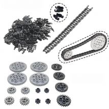 100pcs Link Chain Bricks Technical Parts Gear Set 3711 14696 10928 51416 3648 3649 for MOC Building Blocks Train Toys
