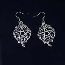 Witch Pentagram Ivy Vine Dangle Drop Earring Wiccan Goth Pagan Jewelry