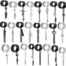1 Pair Stainless Steel Ear Plugs and Tunnels Piercings Black Screwed Earring Expander Earlet Gauges Body Piercings Jewelry