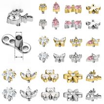 ZEMO 1 PC 16G Stainless Steel Dermal Anchor Tops Women Men CZ Crystal Micro Dermal Piercing 2 Color Skin Diver Piercings Jewelry