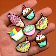 Original PVC Dessert Shoe Buckle Accessories Various ice creams Shoes Decoration Charms Bracelets Kids Gifts U159
