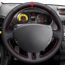 Hand-Stitched Black Artificial Leather Braid Car Steering Wheel Cover For Renault Clio 3 2008 2009 Clio Dynamics 2008 Clio Mk 3