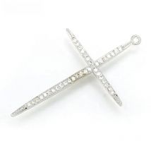 ZHUKOU 30x48mm Korean style Sweet Cross Small Pendant Metal Crystal Charms for Necklace and Earrings Jewelry Accessories VD409